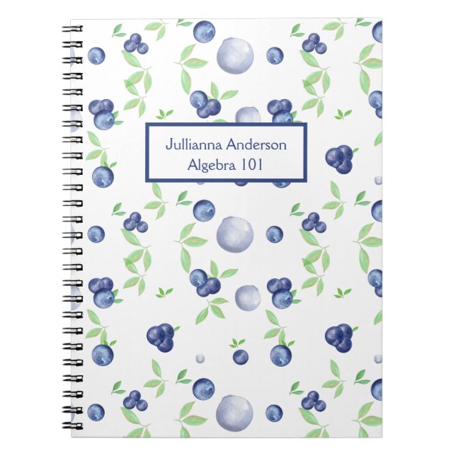 Fresh Watercolor Blueberry School Notebook Notizblock (Vorderseite)