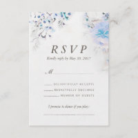 Fresh Watercolor Light Blue Floral Boho RSVP Card