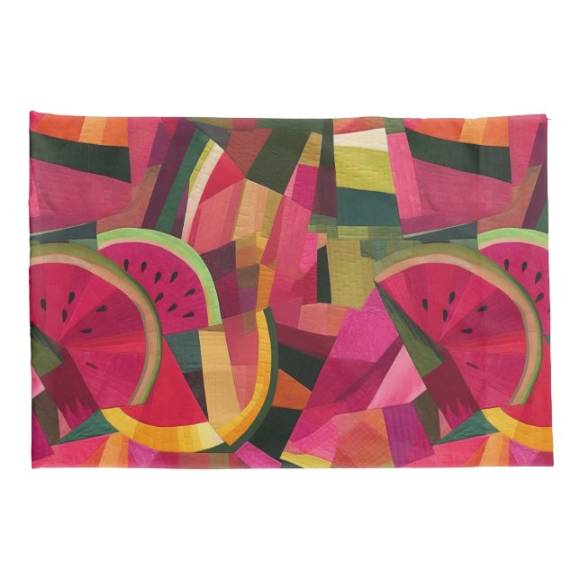 Fresh Watermelon Patch Abstract Design Shams Kissenbezug (Rückseite-Rechts)
