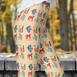 Fresh White Champagne Nordic Pattern Leggings