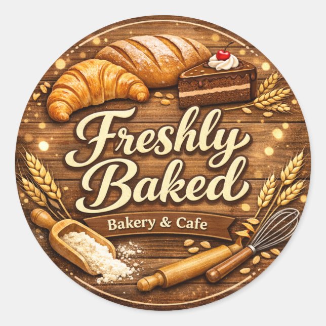Freshly Baked – Bakery & Cafe Logo Sticker (Vorderseite)