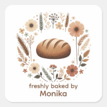 Freshly Baked By Custom Bakery Label | Bread