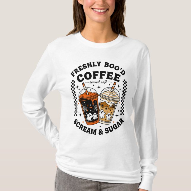 Freshly Boo’d-Kaffee Halloween-Niedlich Ghost Bari T-Shirt (Vorderseite)