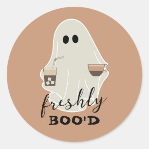 Freshly Boo'd Halloween Niedlich Ghost Brown Runder Aufkleber