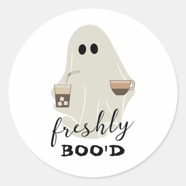 Freshly Boo'd | Halloween Niedlich Ghost Runder Aufkleber (Vorderseite)