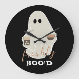 Freshly Boo'd | Halloween Niedlich Ghost | Schwarz Große Wanduhr
