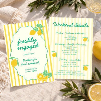 Freshly Engaged Lemon Italian Bachelorette Weekend Einladung
