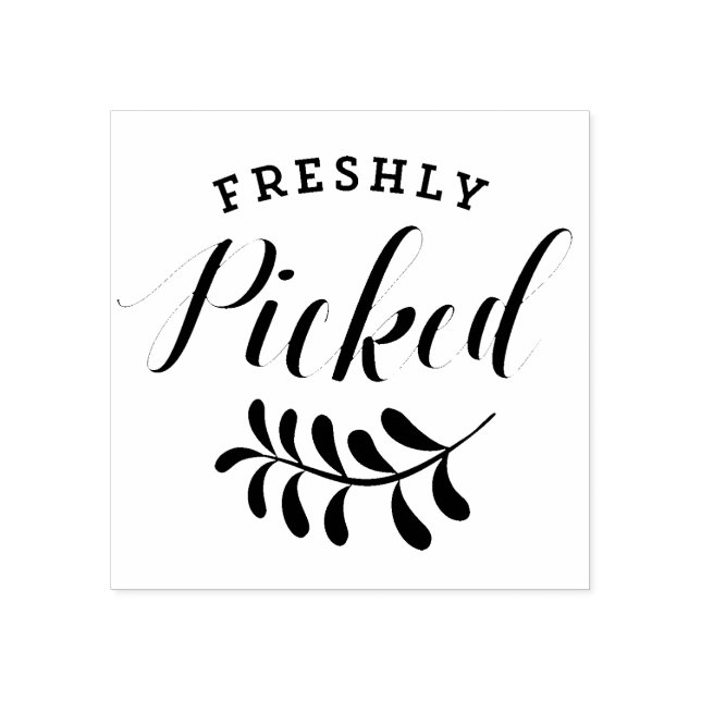 Freshly Picked Typografie | Frisches Erzeugnis Gummistempel (Prägung)