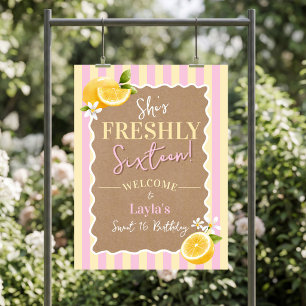 FRESHLY Sixteen Zitronen Pink 16. Geburtstag Willk Poster