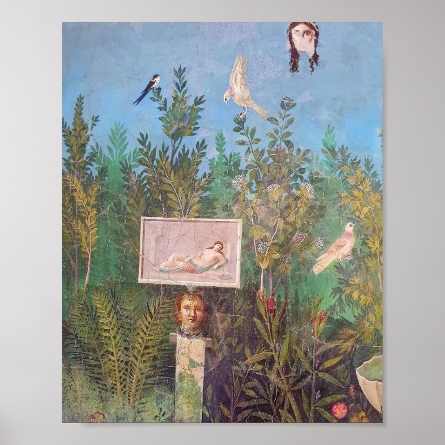 Fresko einer Gartenlandschaft, Pompeji Poster (Vorne)
