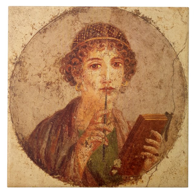 Fresko von Sappho in Pompeji Fliese (Vorderseite)