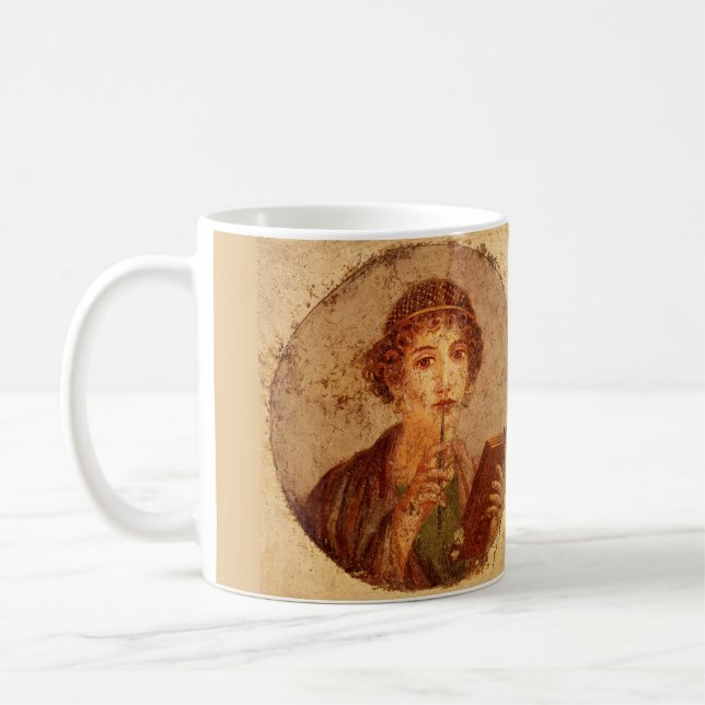 Fresko von Sappho in Pompeji Kaffeetasse (Links)