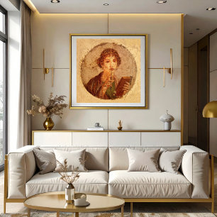 Fresko von Sappho in Pompeji Poster