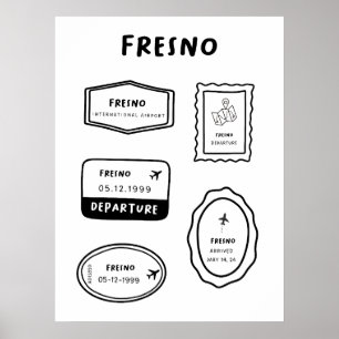 Fresno - Briefmarke Collection Minimalistisch Poster