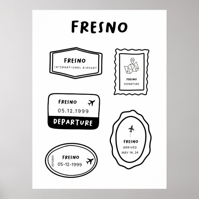 Fresno - Briefmarke Collection | Minimalistisch Poster (Vorne)