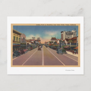 Fresno, CA View - Nord am Broadway Postkarte