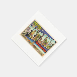 Fresno California CA Vintager Großbuchstabe Postk Serviette