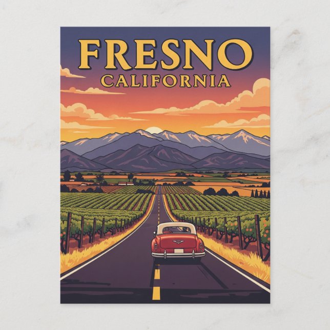 Fresno California Central Valley Postkarte (Vorderseite)