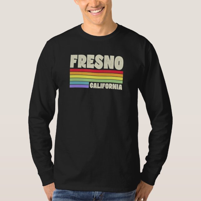 Fresno California Pride Rainbow Flag Gay Pride Mer T-Shirt (Vorderseite)