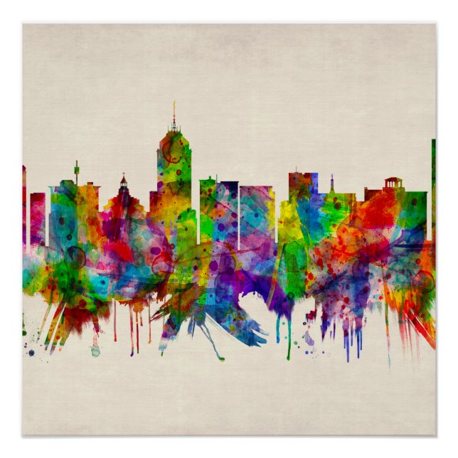 Fresno California Skyline Poster (Vorderseite)