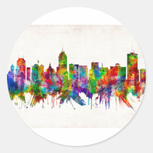 Fresno California Skyline Runder Aufkleber
