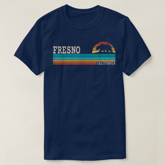 Fresno California Staat Bär Retro Sunset T-Shirt (Design vorne)
