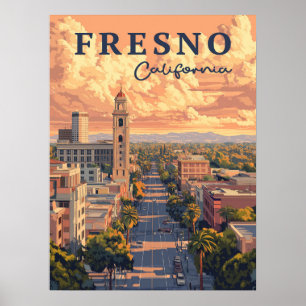 Fresno California Städtische Landschaft Poster