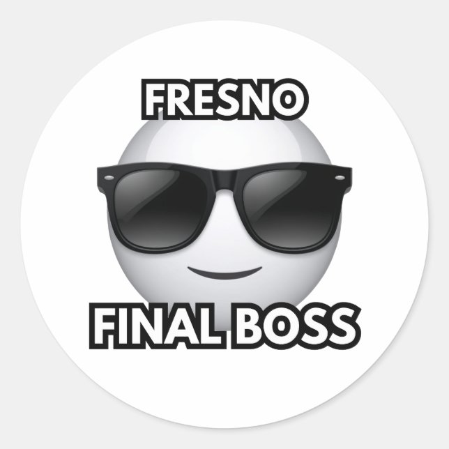 Fresno Final Boss Cool Emoji Sticker (Vorderseite)