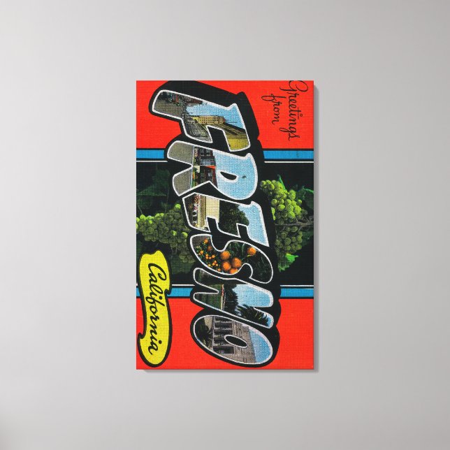 Fresno, Kalifornien - Große Buchstabenszenen Leinwanddruck (Vorderseite)