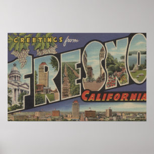 Fresno, Kalifornien - Große Buchstabenszenen Poster