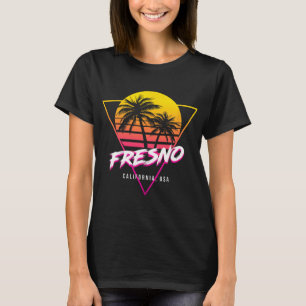 Fresno Kalifornien Palmen Usa Surfen Retro Sonne T-Shirt