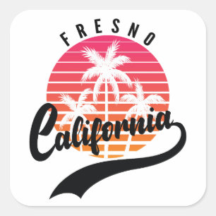 Fresno, Kalifornien Retro-Aufkleber Quadratischer Aufkleber