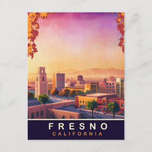 Fresno, Kalifornien, Stadt-Skyline, Reise Postkarte