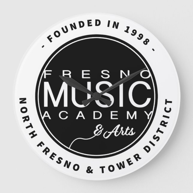 Fresno Music Academy & Arts Wall Clock Große Wanduhr (Vorderseite)