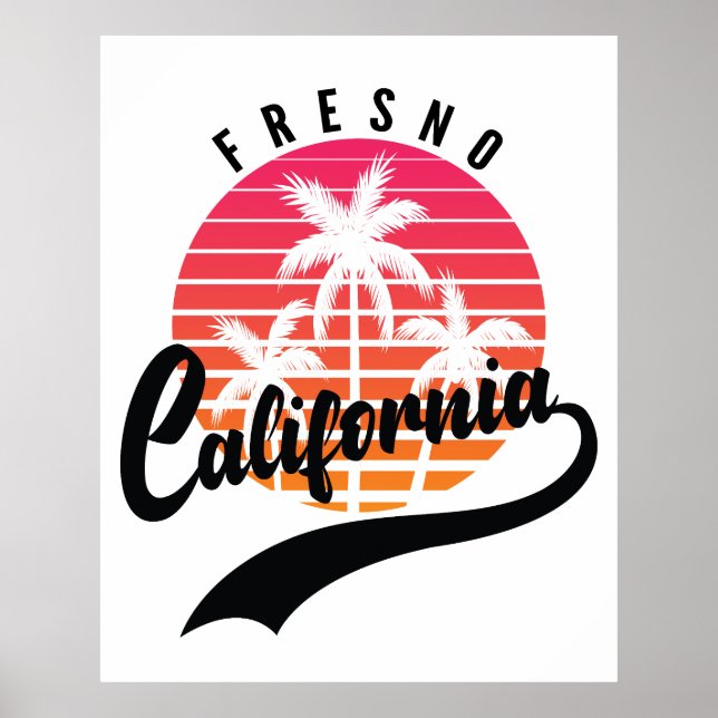 Fresno Retro Sunset Poster (Vorne)