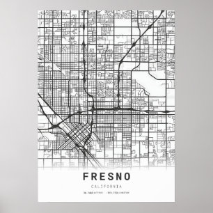 Fresno Stadtkarte Poster