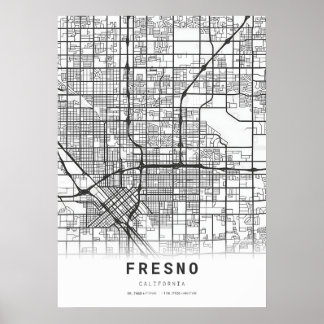 Fresno Stadtkarte Poster