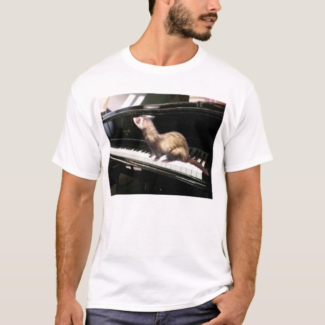 Frettchen auf Klavier T-Shirt (Vorderseite)