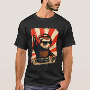 Frettchen DJ House Musik Retro Tierliebhaber T-Shirt