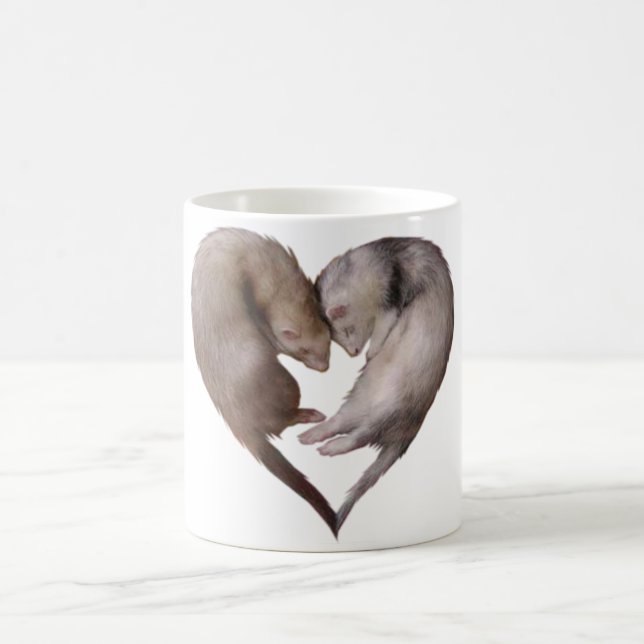 Frettchen-Herz-Tasse Kaffeetasse (Mittel)
