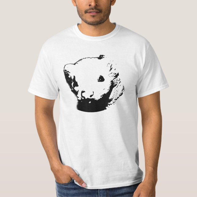 Frettchen in Schwarzweiss T-Shirt (Vorderseite)