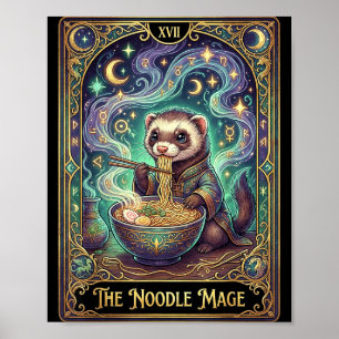 Frettchen isst Ramen Tarotkarte Japanisch Kawaii H Poster