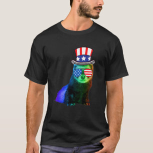 Frettchen Mama Papa Mustela Nigripes 4. Juli T-Shirt