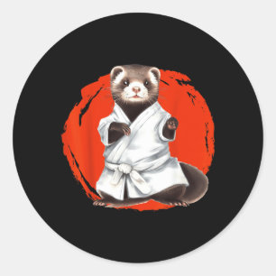 Frettchen-Ninja-Kampfsport Karate Jiu-Jitsu Judo Runder Aufkleber