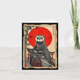 Frettchen Samurai Japanische Vintage Krieger Kunst Karte