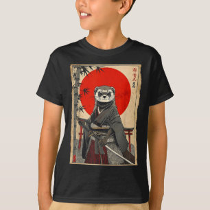 Frettchen Samurai Japanische Vintage Krieger Kunst T-Shirt