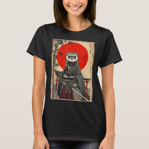 Frettchen Samurai Japanische Vintage Krieger Kunst T-Shirt