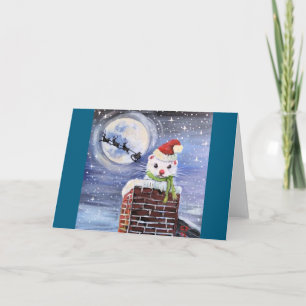 Frettchen & Weihnachts-Schornstein-Leer Grußkarte Einladung