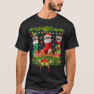 Frettchen-Weihnachts-Socken Xmas-Lichter-Pyjama pa T-Shirt