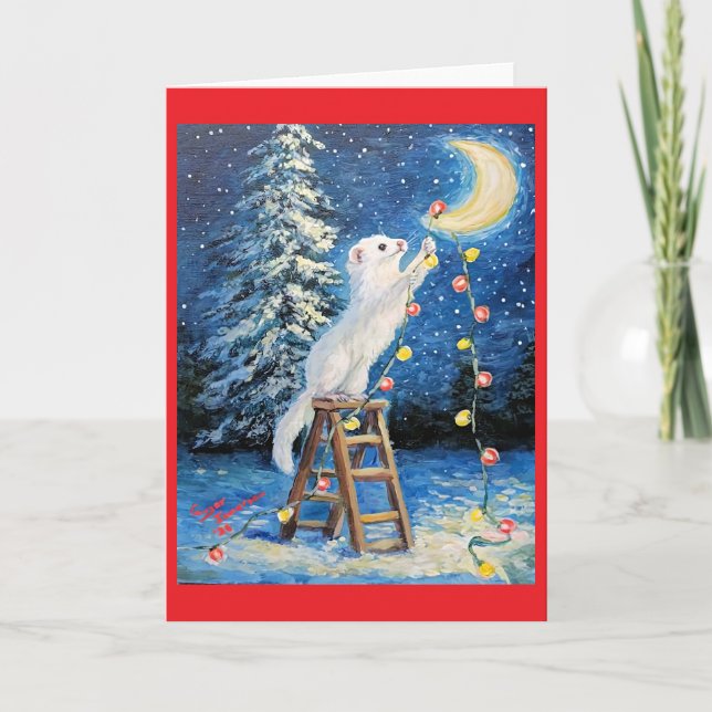 Frettchen-Weihnachtskarte  Feiertagskarte (Vorderseite)
